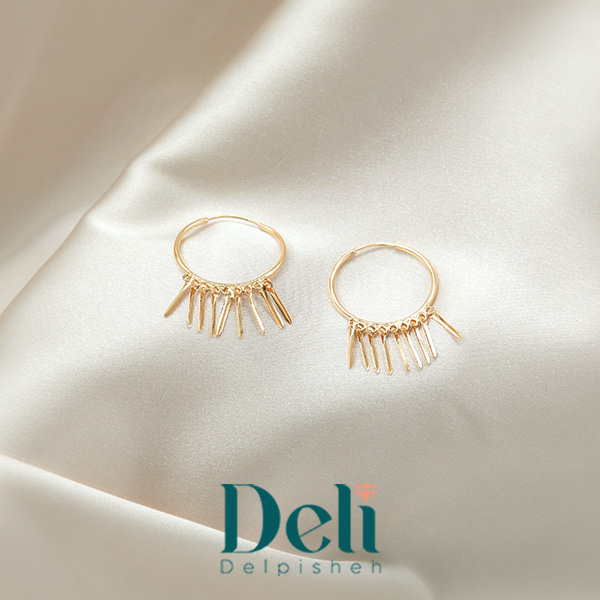  گوشواره طلا حلقه ای شرابه دار